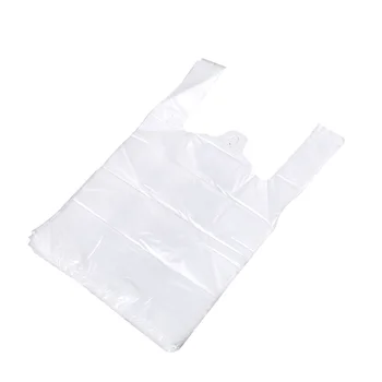 100шт Белый пищевой пластиковый пакет с ручкой, пакет для упаковки пищевых продуктов для супермаркета (20 *30)