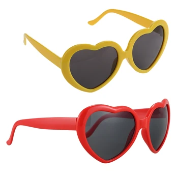 Солнцезащитные очки в стиле ретро Love Heart в форме Лолиты, Маскарадная вечеринка, ЯРКО-красный и летний цвет, Солнцезащитные очки в форме сердца в форме любви, желтый