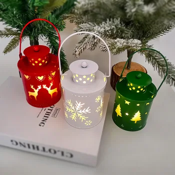 2024 Освещенный Рождественский фонарь в виде шара-снежинки, светодиодный ночник на батарейках с подвесными елочными украшениями, Идеи подарков