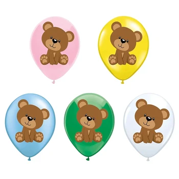 15 шт. воздушные шары с мультяшным медведем, сине-розовый набор латексных воздушных шаров для детей, украшения для вечеринки в честь дня рождения с мишкой для мальчика, подарки своими руками