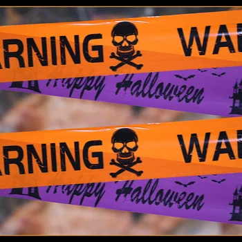 Украшение из ленты для предупреждения о страхе на Хэллоуин, желтая клейкая лента с предупреждением о зомби, красная для вечеринок в домах с привидениями.