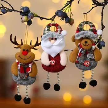 Подвесное украшение с оленями, 3d Елочные украшения ручной работы, Санта-Клаус, снеговик, северный олень, медведь, куклы с помпоном для детей