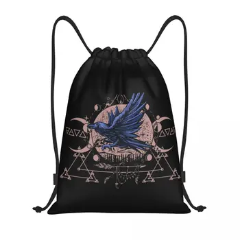 Сумка на шнурке с Викканской Мандалой Raven Мужская Женская Портативная Спортивная сумка для спортзала Рюкзаки для покупок