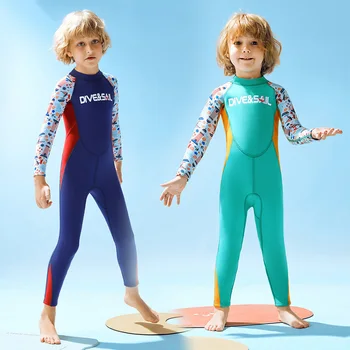 Детский водолазный костюм из неопрена 2,5 мм, купальники, цельная пляжная одежда, купальный костюм с длинным рукавом, одежда для серфинга, принадлежности для водных видов спорта
