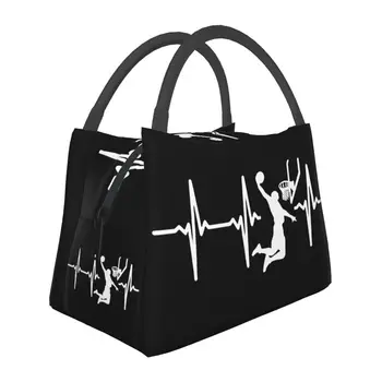 Баскетбольные сумки для ланча с изоляцией Heartbeat для женщин, Многоразовый термоохладитель для баскетболистов, коробка для бенто в больничном офисе