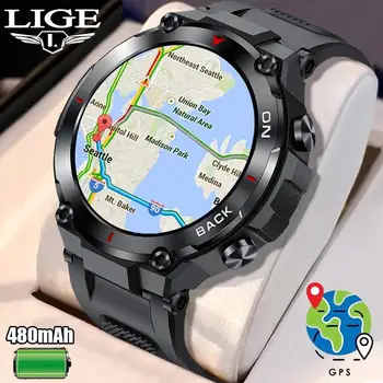 Новые мужские смарт-часы LIGE с GPS для фитнеса на открытом воздухе, спортивные часы для мужчин, водонепроницаемые 24-часовые смарт-часы с мониторингом сердечного ритма, уровня кислорода в крови, умные часы