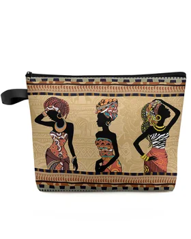 Африканский Женский Черный народный костюм в этническом стиле для путешествий на открытом воздухе, Косметичка, женский Органайзер, Водонепроницаемые женские чехлы для макияжа для хранения