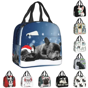 Изготовленная на Заказ сумка для ланча с милым домашним животным Французским Бульдогом, женский холодильник, Термоизолированные ланч-боксы для детей, Школьные термосумки, сумка для ланча