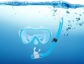 Набор детских очков для дайвинга и снорклинга -снаряжение для подводного плавания с защитой от запотевания для свободного дыхания, мягкий мундштук, полностью сухая трубка, большая оправа для защиты от-