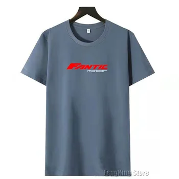 Для Fantic Motor Новая футболка из чесаного хлопка с коротким рукавом, мужская футболка с круглым вырезом и логотипом
