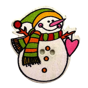50шт Милый Рождественский Снеговик Деревянные Пуговицы DIY Швейный инструмент для скрапбукинга