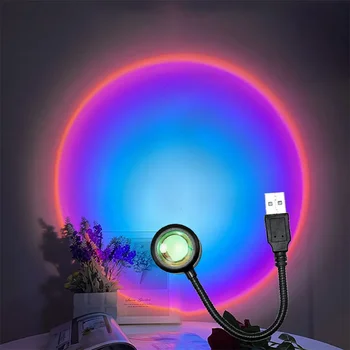 Лампа Sunset, светодиодный проектор, ночник, украшение стен в гостиной, баркафе, Освещение для фотосъемки
