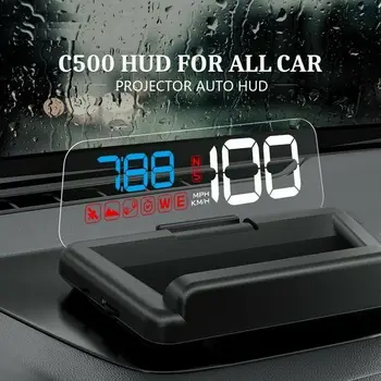 Автомобильный HUD C500 Сигнализация температуры воды, оборотов в минуту, напряжения, проектор на лобовое стекло, автомобильный головной дисплей, HUD OBD2 Спидометр, автомобильная охранная сигнализация
