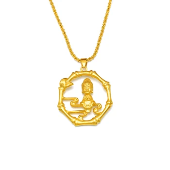 Вьетнамское ожерелье из твердого золота, подвеска для женщин, шесть слов Будды, позолоченная подвеска для мужчин и женщин, подвеска с безопасной пряжкой