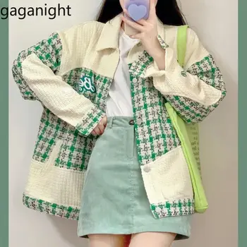 Женская корейская версия Gaganight, Тканая куртка с вышивкой и отложным воротником в тон, Весна-осень 2023, Новый Шикарный Винтажный топ большого размера
