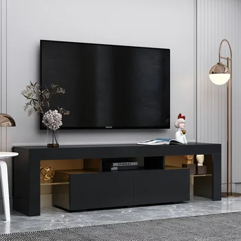 Подставка для телевизора, глянцевая телевизионная консоль, столик для шкафов в гостиной 63,00x13,80x17,70 дюймов