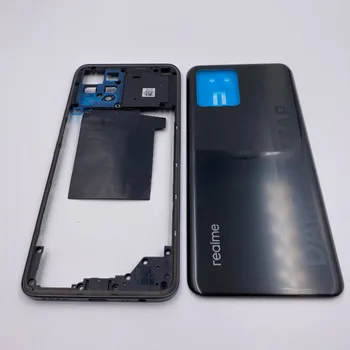 Средняя рамка Безель корпуса + крышка батарейного отсека Задняя крышка корпуса задней двери Замена для Oppo Realme 8 4G RMX3085