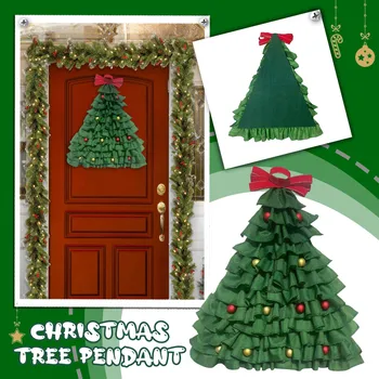 Подвесное украшение на елку Рождественская ткань Рождественский Зеленый Подвесной Льняной Дверной декор Домашний декор
