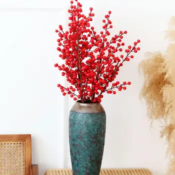 Праздничный декор Ягоды из пенопласта, искусственные ягоды, реалистичные ягоды из пенопласта, поддельные ягоды для Рождественской елки, ваза для праздничных мероприятий