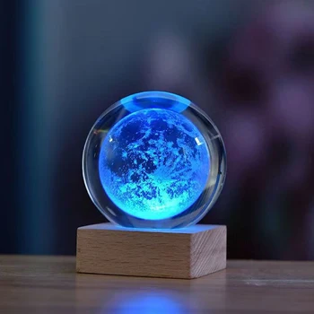 3D Хрустальный шар 3D стеклянный шар с деревянной подставкой Подарок на день рождения