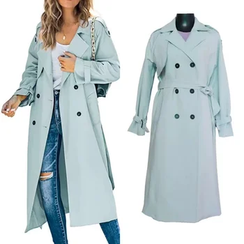 2023 Новое осенне-зимнее пальто, европейский и американский женский тренч, подчеркивающий моду и модный стиль.