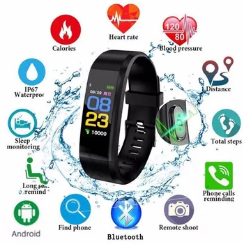 ID115 PLUS Смарт-спортивный браслет Bluetooth-браслет, пульсометр, фитнес-трекер, наручные часы для телефонов IOS Android