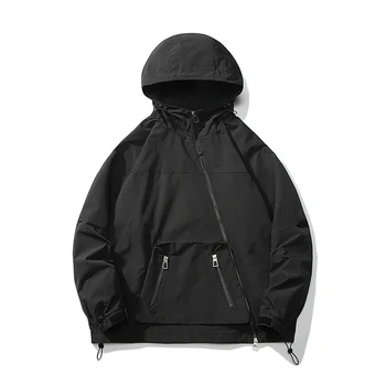 Мужская черная ветровка, Ветрозащитная Водонепроницаемая На весну-осень 2023 года, куртка на молнии, мужская уличная одежда, бомбер, Одежда ОверСайз 3XL