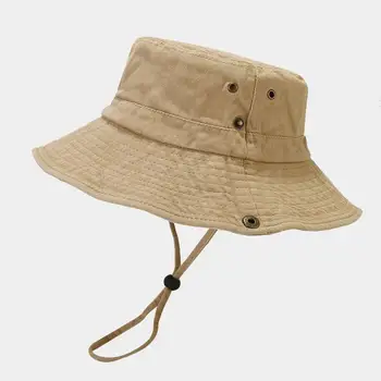 Мужская шляпа-ведро, солнцезащитный козырек, шляпа рыбака, мужская уличная шляпа-ведро с защитой от ультрафиолета для летней рыбалки, Пляжная упаковка со шнуровкой для рыбалки