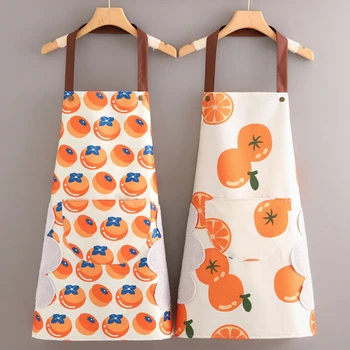 Мужская кухонная женская одежда, домашний непромокаемый фартук в скандинавском стиле, модная рабочая одежда для вытирания рук и без рукавов Оранжевого цвета
