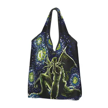 Забавные сумки-тоут Starry Night Of Cthulhu для покупок, портативная Брендовая Дизайнерская сумка Monster Grocery Shopper через плечо
