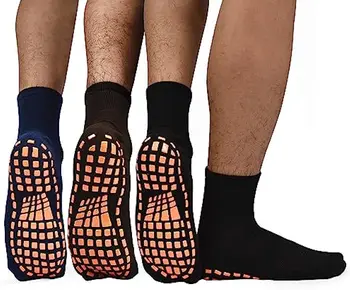 Нескользящие носки, 3 пары мужских противоскользящих с ручками для плиточных деревянных полов, тренировки, Йога, Пилатес, больница