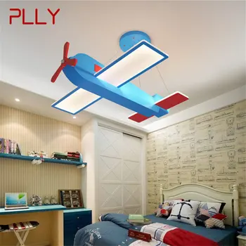 Подвесной светильник PLLY Children's Airplane с креативным синим рисунком из мультфильма для детской комнаты, детский сад, светильник с дистанционным управлением