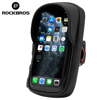 Официальная велосипедная сумка ROCKBROS с рамой 6,2 дюйма, Передняя труба, велосипедная сумка, водонепроницаемый держатель для телефона с сенсорным экраном MTB