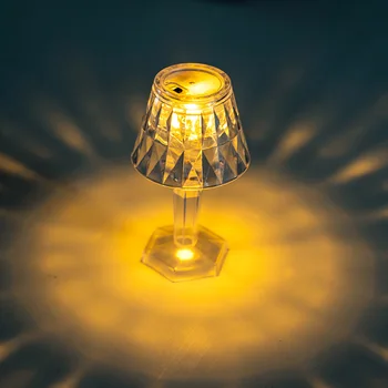 Светодиодный ночник Настольная лампа с кристаллами и стразами, Прозрачный акриловый ночник, Прикроватная лампа для чтения в спальне