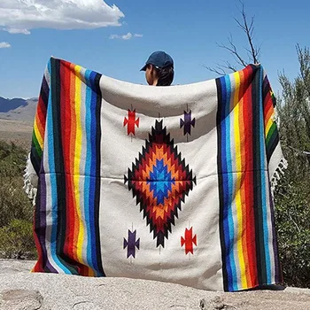 Уличное пляжное одеяло, богемный коврик для пикника, Мексиканские одеяла ручной работы для кроватей, чехол для дивана в этническом стиле, Скандинавская дорожная шаль