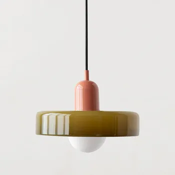 Подвесной светильник Nordic Makaron LED для столовой, кухни, ресторана, бара, настольной подвесной лампы, люстры из ретро-стекла Lustre