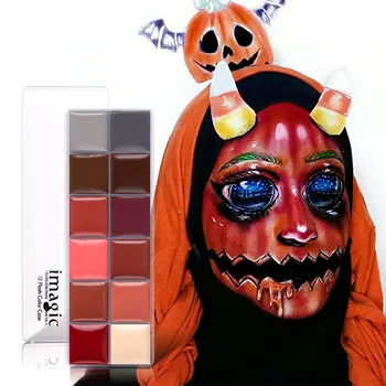Масляная палитра для рисования лица и тела 12 цветов Безопасная детская краска для татуировки Пигменты для рисования Хэллоуин Фестиваль Вечеринка DIY Краска для макияжа