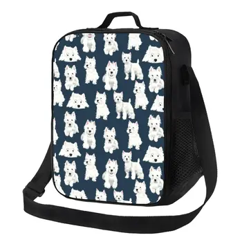 Портативный Ланч-бокс для собак Вест-Хайленд-Уайт-Терьер для многофункционального щенка Westie с термоохлаждением, сумка для ланча с изоляцией для еды, Офисная сумка для ланча