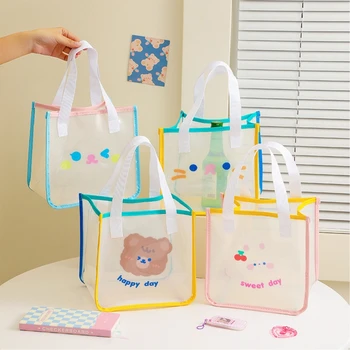 Прозрачная сумка для ежедневных покупок для девочек-медведей, женская пляжная дорожная сумка, сумочка E74B