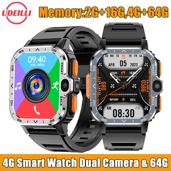 PGD Смарт-часы 2,03-дюймовый HD-экран 16G / 64G Встроенная память Wi-Fi Двойная Камера SIM-карта Google Play Частота Сердечных сокращений Android Smartwatch Мужские