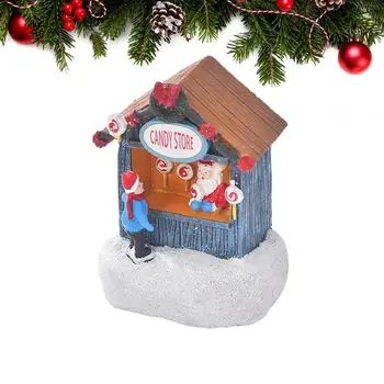 Декор Рождественской деревни, снежный дом из смолы со светодиодной подсветкой, украшение Рождественской сцены, Переносной настольный рождественский декор
