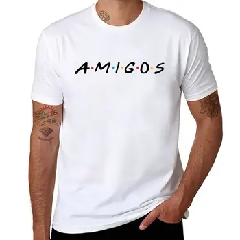 Новая футболка Amigos, футболка с коротким рукавом, футболки с коротким рисунком, однотонная футболка, мужская одежда