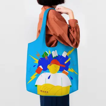 Многоразовая семейная сумка для покупок, женская парусиновая сумка через плечо, портативная уличная роспись, сумки для покупок в Eldridge Grocery