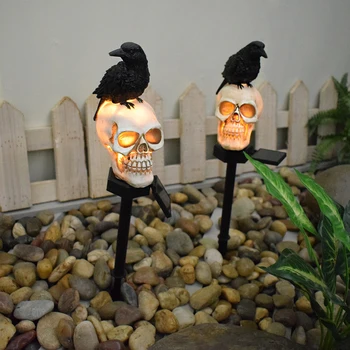 Наземные фонари Skeleton Crow Lawn на солнечной энергии, стильный декоративный наземный светильник, садовый торшер на Хэллоуин для сада во внутреннем дворе