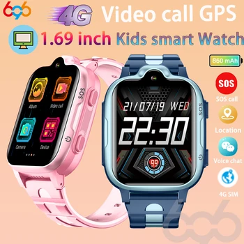 2023 Новые детские умные часы 4G с диагональю 1,69 дюйма, GPS-трекер, SOS HD Видеозвонок, смарт-часы с сенсорным экраном, водонепроницаемые детские часы для обратного вызова