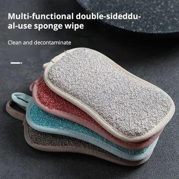 Впитывающая двухсторонняя губка-скраб из микрофибры, 5шт, ластик, волшебная губка для мытья посуды, кухонная салфетка для чистки ванной комнаты - 128 Л