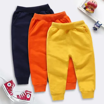 Детские однотонные спортивные штаны осень-новинка 2023 года, осенне-зимние детские мягкие хлопчатобумажные брюки.