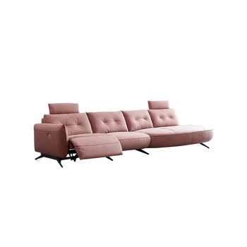 Пуховый диван длиной 345 см, функция глазирования, Тканевое искусство, электрическая Регулируемая ножная педаль, поручень, подголовник, мебель