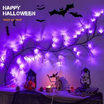 Декор для помещений на Хэллоуин, декоративная лампа, водонепроницаемая светодиодная лампа в виде ивовой лозы на Хэллоуин с несколькими режимами
