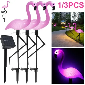 3ШТ Flamingo Solar Light IP55 Водонепроницаемый светодиодный розовый светильник Flamingo Stake Light Ландшафтный наземный светильник для декора уличной дорожки в саду